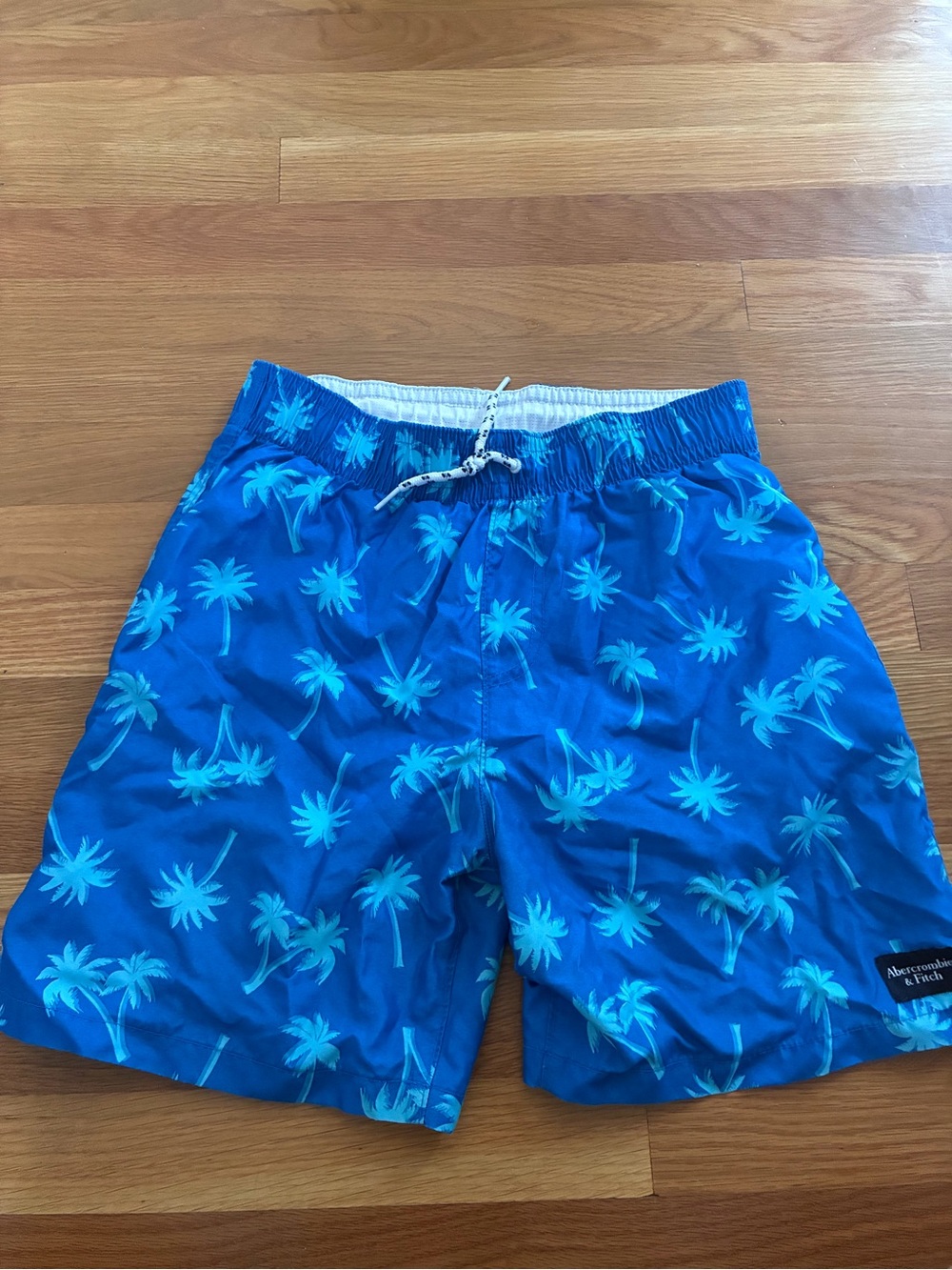 Abercrombie & Fitch Blue Palm Print Kids Swim Trunks